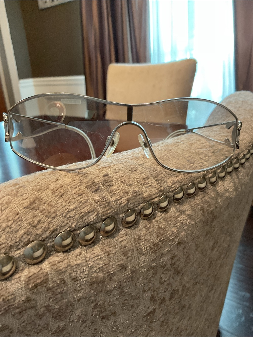 CHANEL Silver Rim Clear Shield Sunglasses - Picture 3 of 3